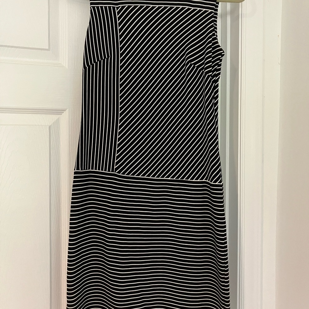 Tommy Hilfiger Black and White Striped Midi Dress